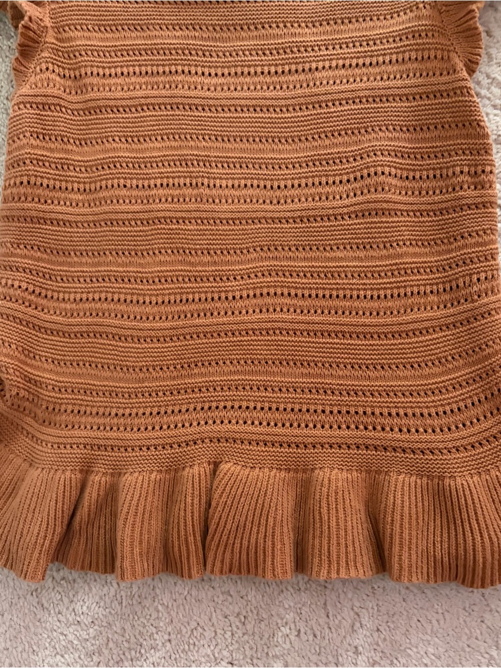 LOFT Pointelle Ruffle Sweater - Picture 4 of 4